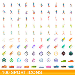 Fototapeta na wymiar 100 sport icons set. Cartoon illustration of 100 sport icons vector set isolated on white background