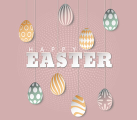 Happy Easter card with eggs in pastel colors