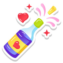 
Popping cork ivector design, champaign flat vector style 

