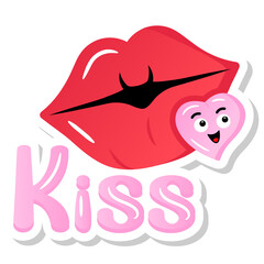 
A kiss flat sticker in editable style

