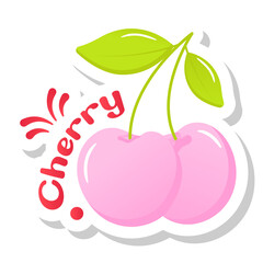 
Cherries in flat sticker style, editable vector 


