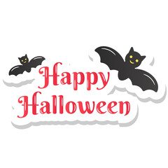 
A happy halloween sticker with bats

