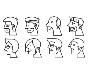 human face side view avatars vector