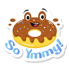 
Yummy donut sticker vector editable flat style 

