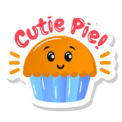 
A cute ppie cupcake with face, flat vector 

