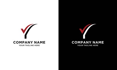 Vector letter VY or Check mark logo template. Material design, flat, line-art styles. Company symbol or app icon