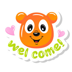 
A cute teddy bear with the sorry concept, sticker vector

