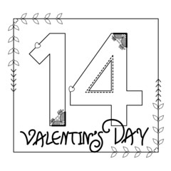 14 Valentine's day. Happy Valentine's day hearts isolated on a white background.  Hand drawn day symbols for love.