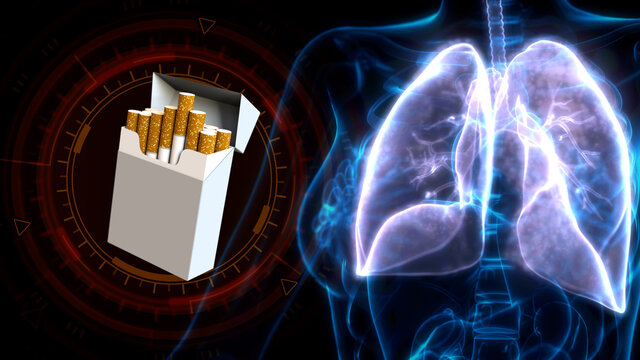 cg healthcare 3d illustration, human lungs disease by tobaco