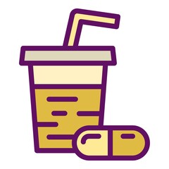 Sport nutrition capsule glass icon. Outline Sport nutrition capsule glass vector icon for web design isolated on white background