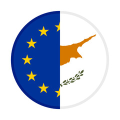 round icon with european union and cyprus  flags. vector illustration isolated on white background