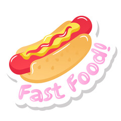 
A hot dog sandwich flat sticker, fast food


