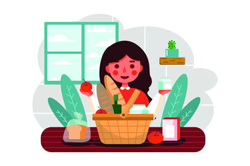 Shopping Basket Vector Illustration concept. Flat illustration isolated on white background