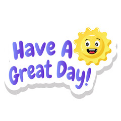 
Happy sun with text, flat sticker

