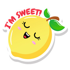 
Happy emoji with i am fine concept, flat sticker

