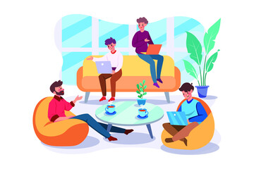 Businessman talking in Living Room Illustration