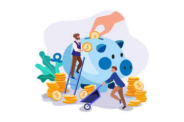 Businessman saving his profit Vector Illustration concept. Flat illustration isolated on white background