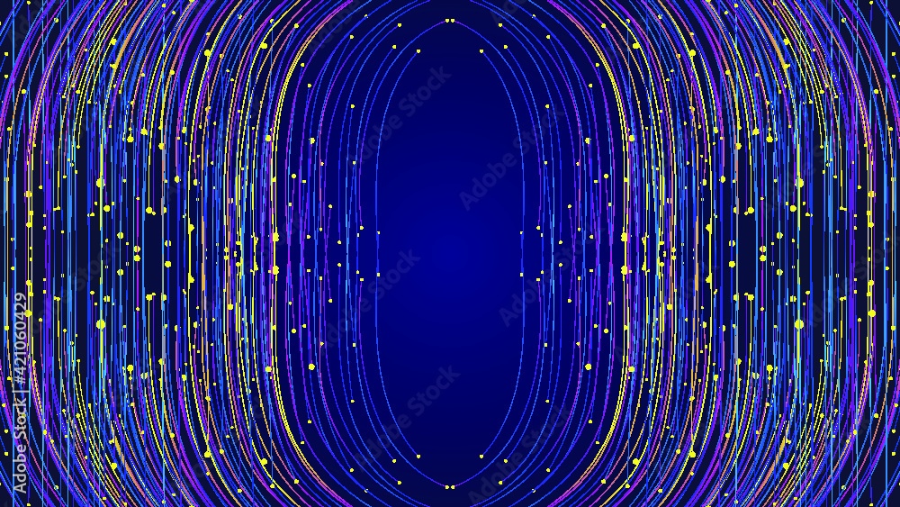 Poster color dots and lines form the background of big data of internet science and technology