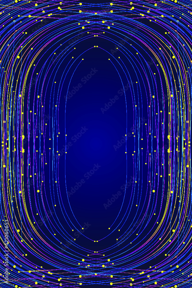 Poster color dots and lines form the background of big data of internet science and technology