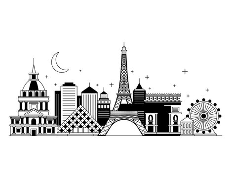 
Paris in glyph illustration, european city and famous for art 

