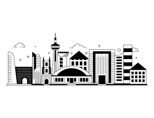 Obraz premium Biggest industrial center of canada, glyph illustration of toronto