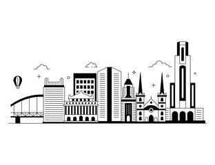 
Pittsburgh in glyph style editable vector, city landmark  

