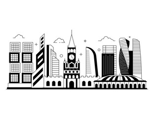 
Moscoww in editable glyph style illustration, city landmark 

