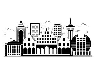 Obraz premium Frankfurt in glyph style editable vector, city landmark