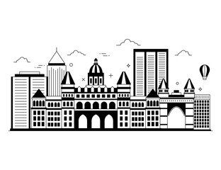 Obraz premium Solid trendy editable illustration of hartford, capital of connecticut