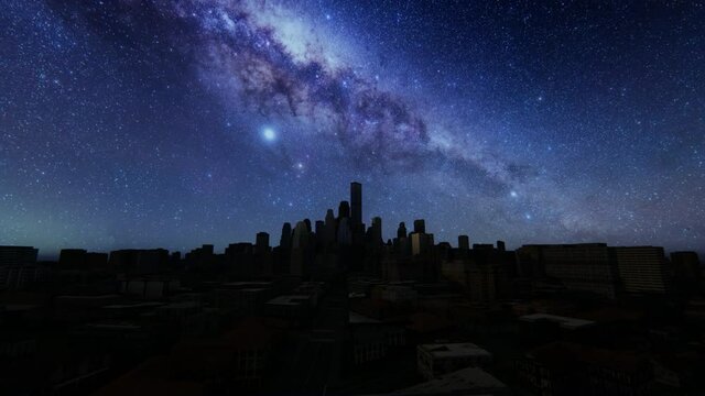 City skyscrapers against starry sky