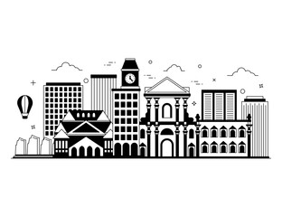 
Syracuse in glyph style illustration, city landmark  

