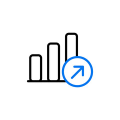 Growth graph vector icon isolated on the white