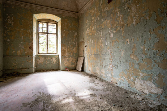 interior of an abandoned castle