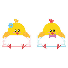 Chicken with space for text, color vector isolated illustration