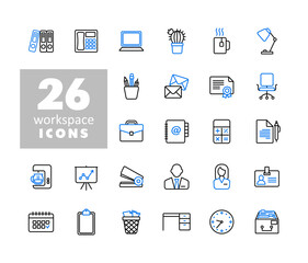Workspace outline vector icons set. Workspace sign