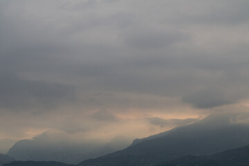 clouds over the mountains,nature,evening, color, dusk,evening,sunrise,