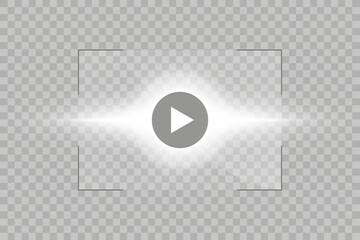 Video player for web and mobile apps flat style and Sun Glow light effect. Vector illustration.
