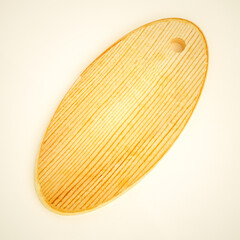 three-dimensional model of a wooden cutting board on a white background. 3d render illustration