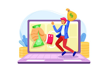 Obraz premium Businessman with large profit Illustration