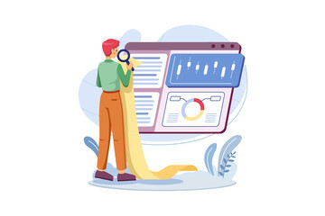 Businessman analyzing stock market Illustration