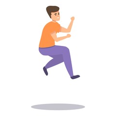 Fototapeta na wymiar Active jumping boy icon. Cartoon of active jumping boy vector icon for web design isolated on white background