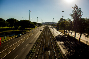 Fototapeta premium Railroad tracks in Lisbon 