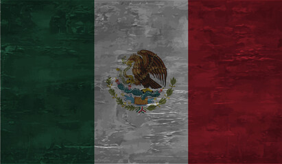 Mexico grunge, old, scratched style flag