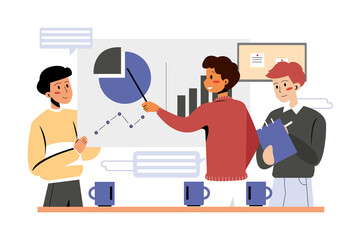 Fototapeta premium Group of analysts working on graphs 