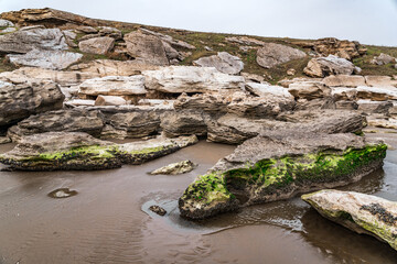 Rocky seaside with big boulders