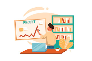 Businessman drawing profit line