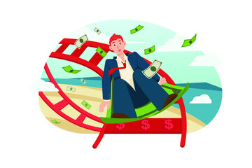 Businessman on money roller coaster