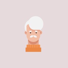 Flat design character, old man character , vector illustration, isolated on white background