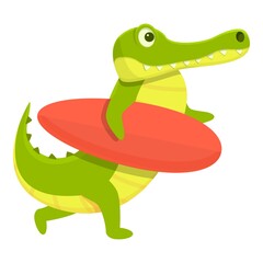 Obraz premium Surfing crocodile icon. Cartoon of Surfing crocodile vector icon for web design isolated on white background