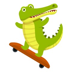 Crocodile skateboard icon. Cartoon of Crocodile skateboard vector icon for web design isolated on white background